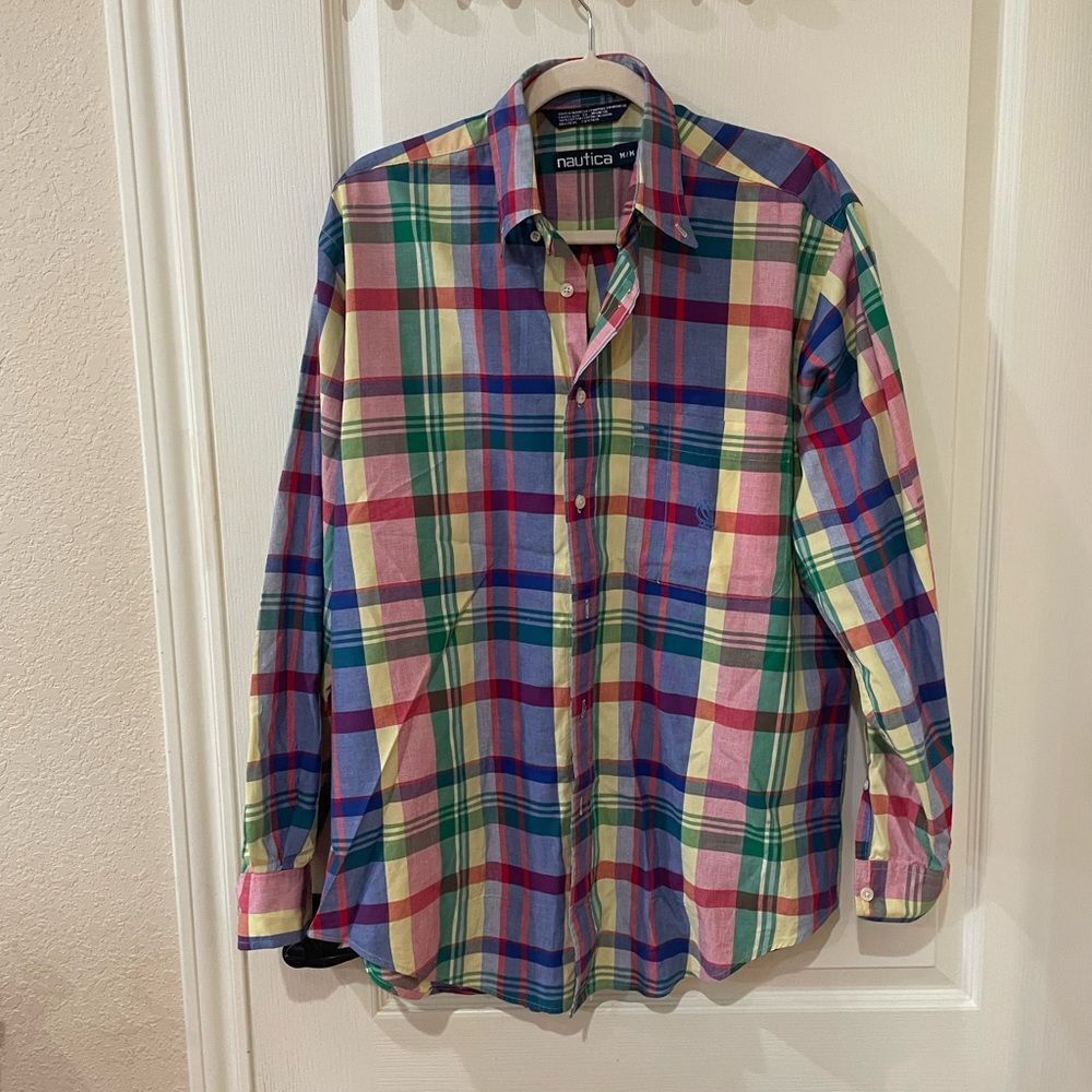 Nautica Men's Multicolor Plaid Shirt Vintage size medium